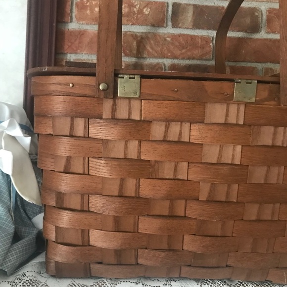 Rare Vintage 1970’s Handmade Wood Wicker Basket - Picture 3 of 8